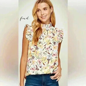 Unbranded Women's Ruffle Sleeve Floral Tank Top.